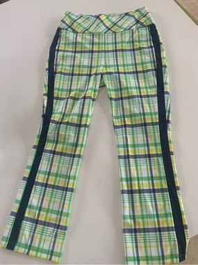 Plaid Kinona Athletic Pants m- Green Yellow White Blue Pickleball/Tennis/Golf